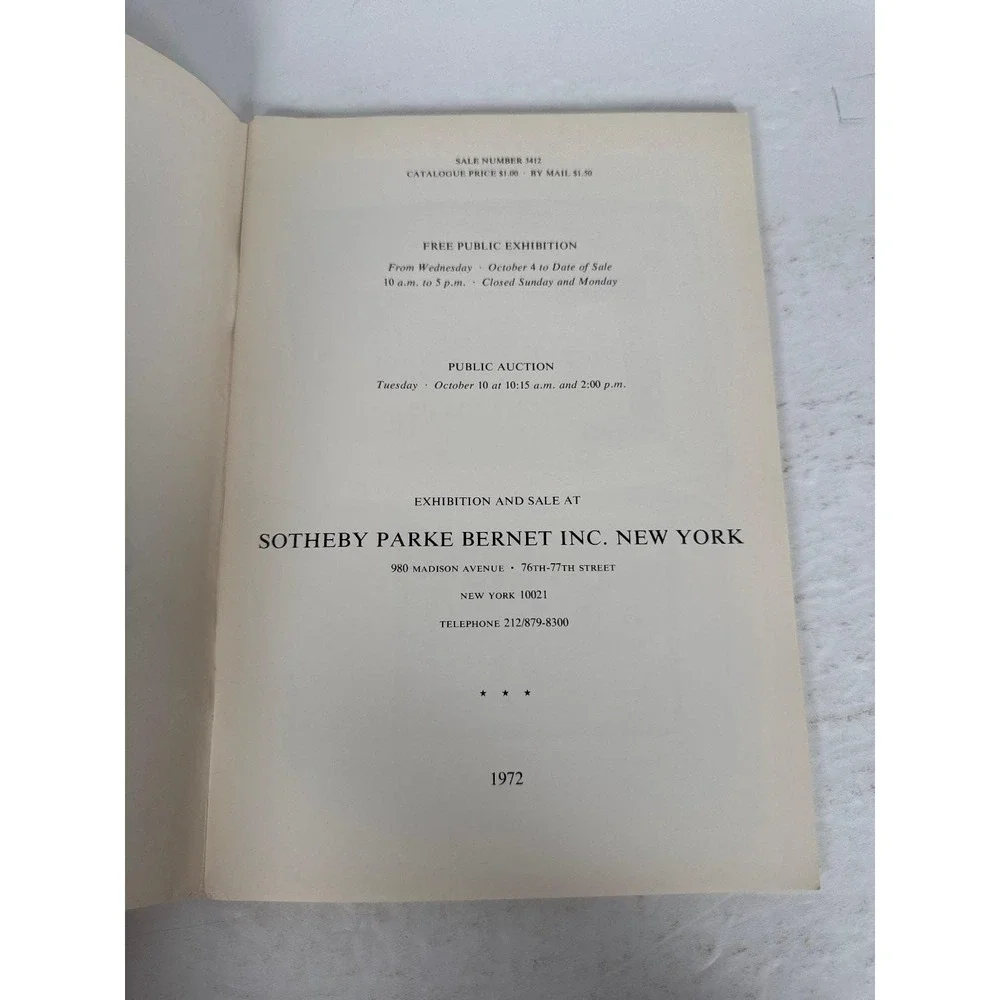 Modern Literature Auction Catalog Sotheby Parke Bernet 1972 Sale 3428